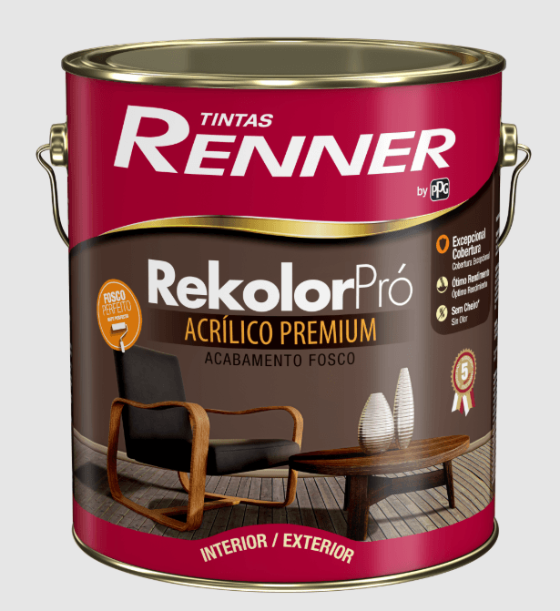 Tinta Renner Acríico Fosco Rekolor Pró 3,6 Litros Branco